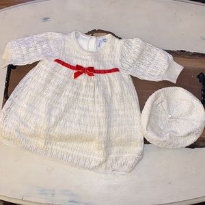 Janie and Jack Christmas Sweater Dress Set with Beret Hat